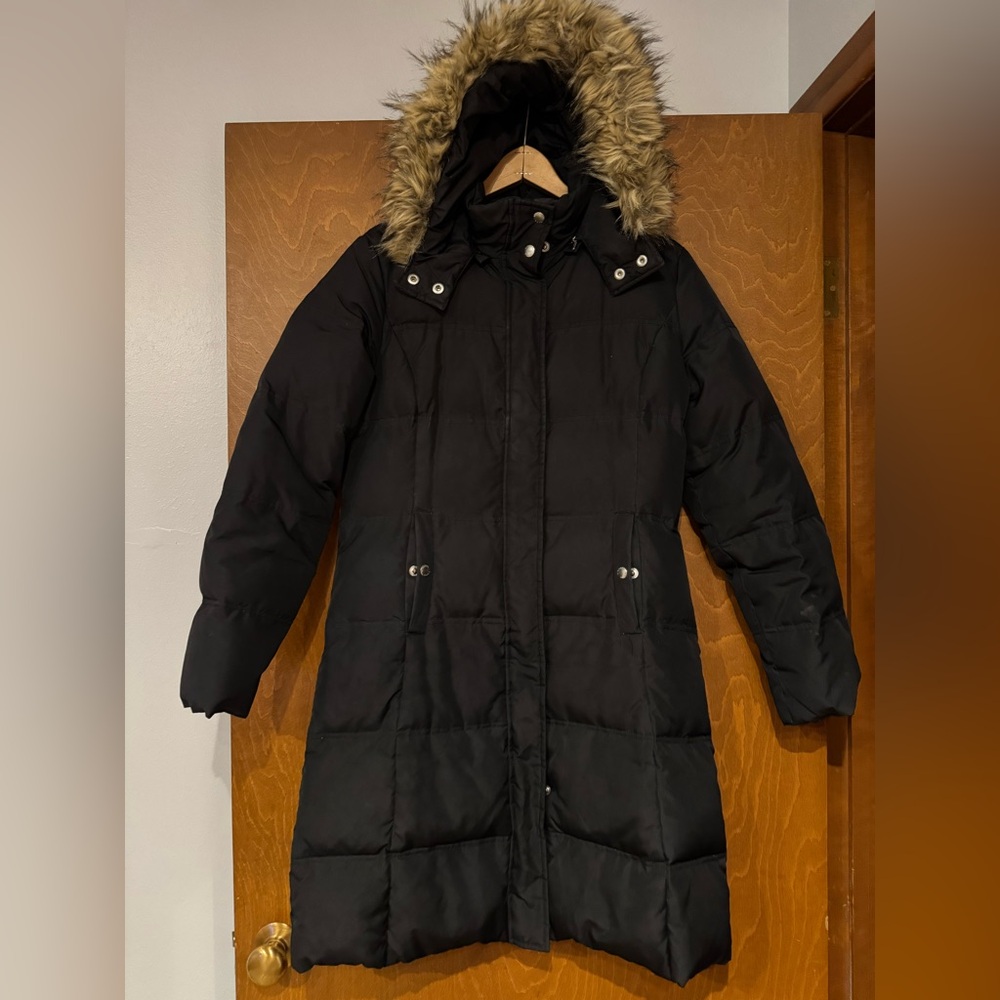 Michael Kors Black Puffer Jacket with Faux Fur Hood